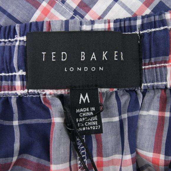 Ted Baker Men's Sleep Shorts Blue Red Plaid Boxer Style Pajama Shorts Medium - Picture 7 of 11
